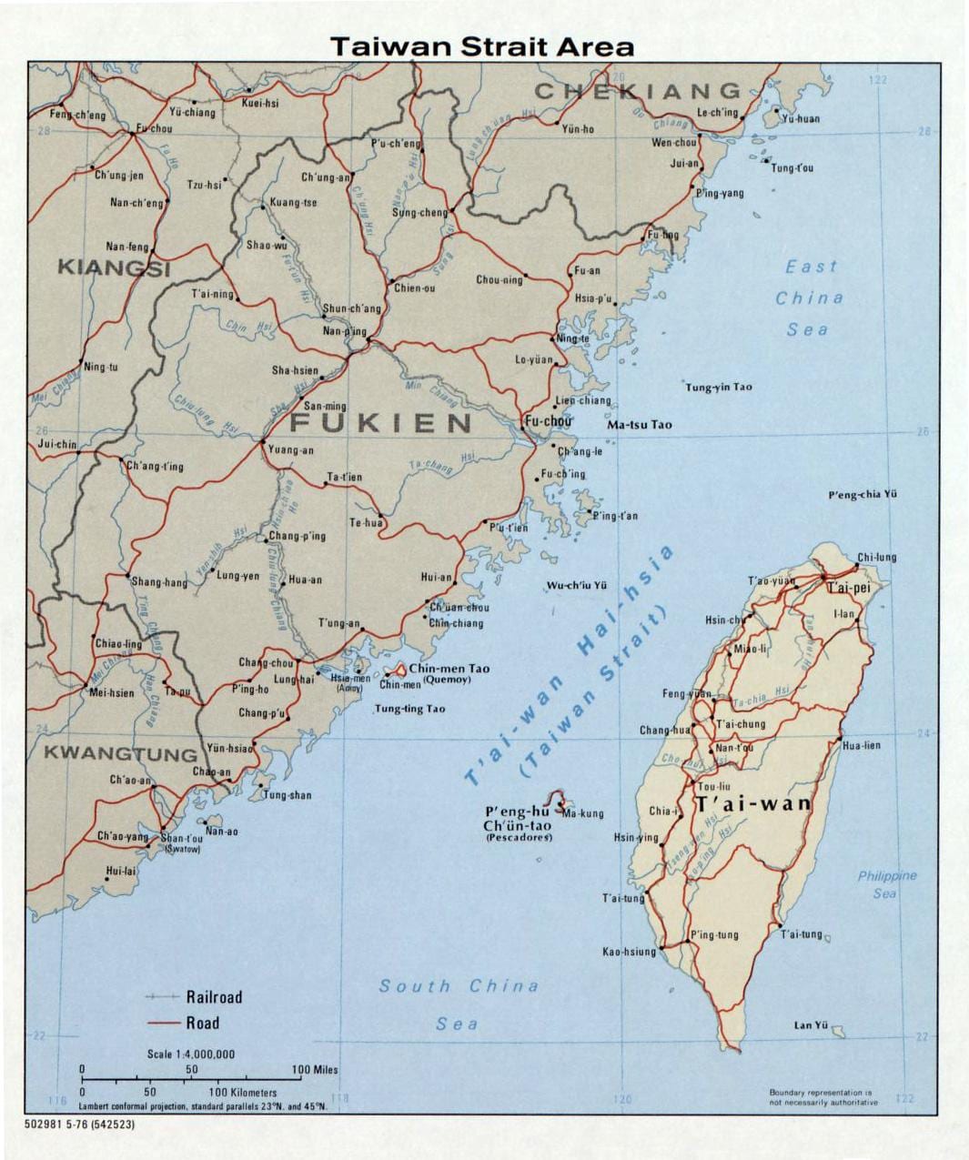 რუკა ტაივანის strait