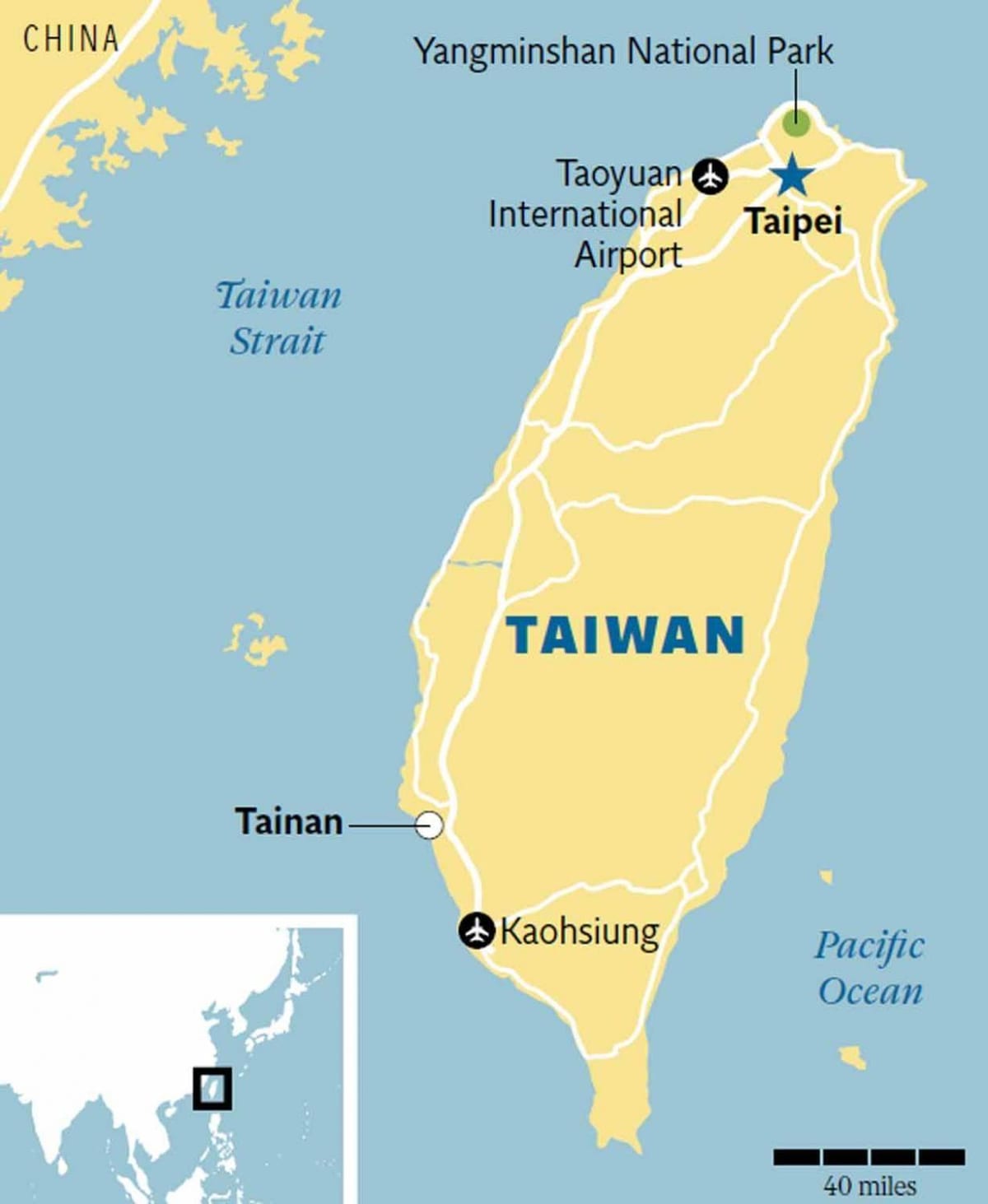 რუკა tainan ქალაქის ტაივანი
