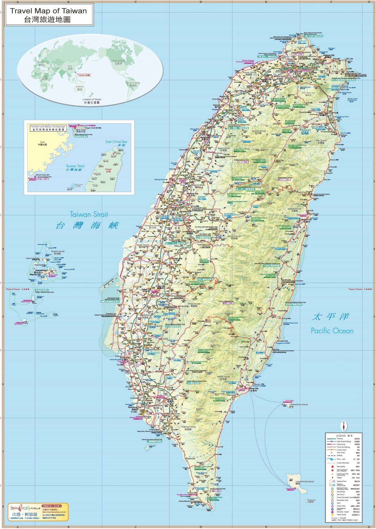 რუკა ტაივანის ტურისტული ატრაქციონები